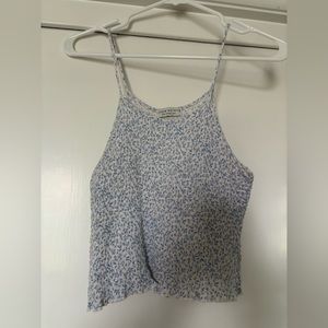 🩷Women’s small paper, crane blue and white floral tank top with spaghetti strap